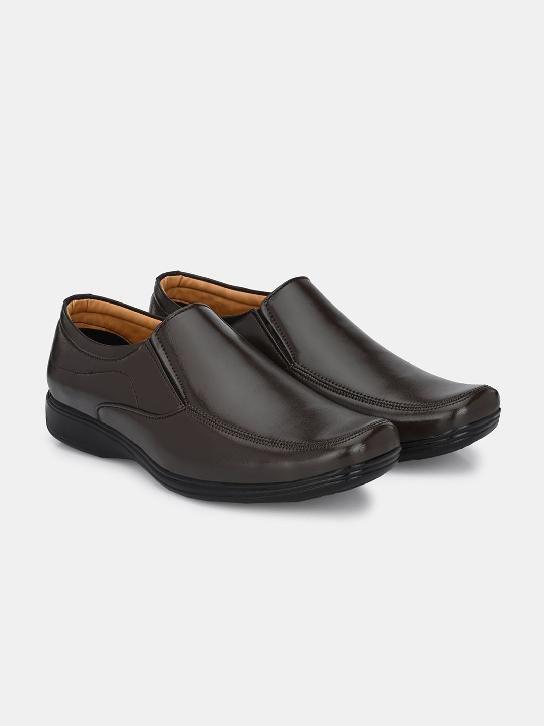 LeatherKraft Men Stacked Heel Formal Slip-On Shoes