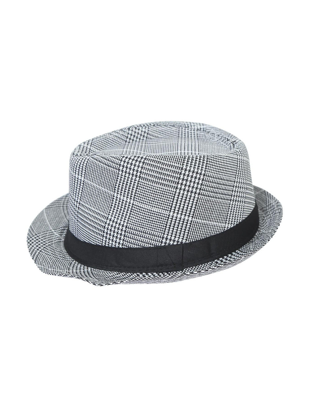 FabSeasons Unisex White Checked Fedora Hat