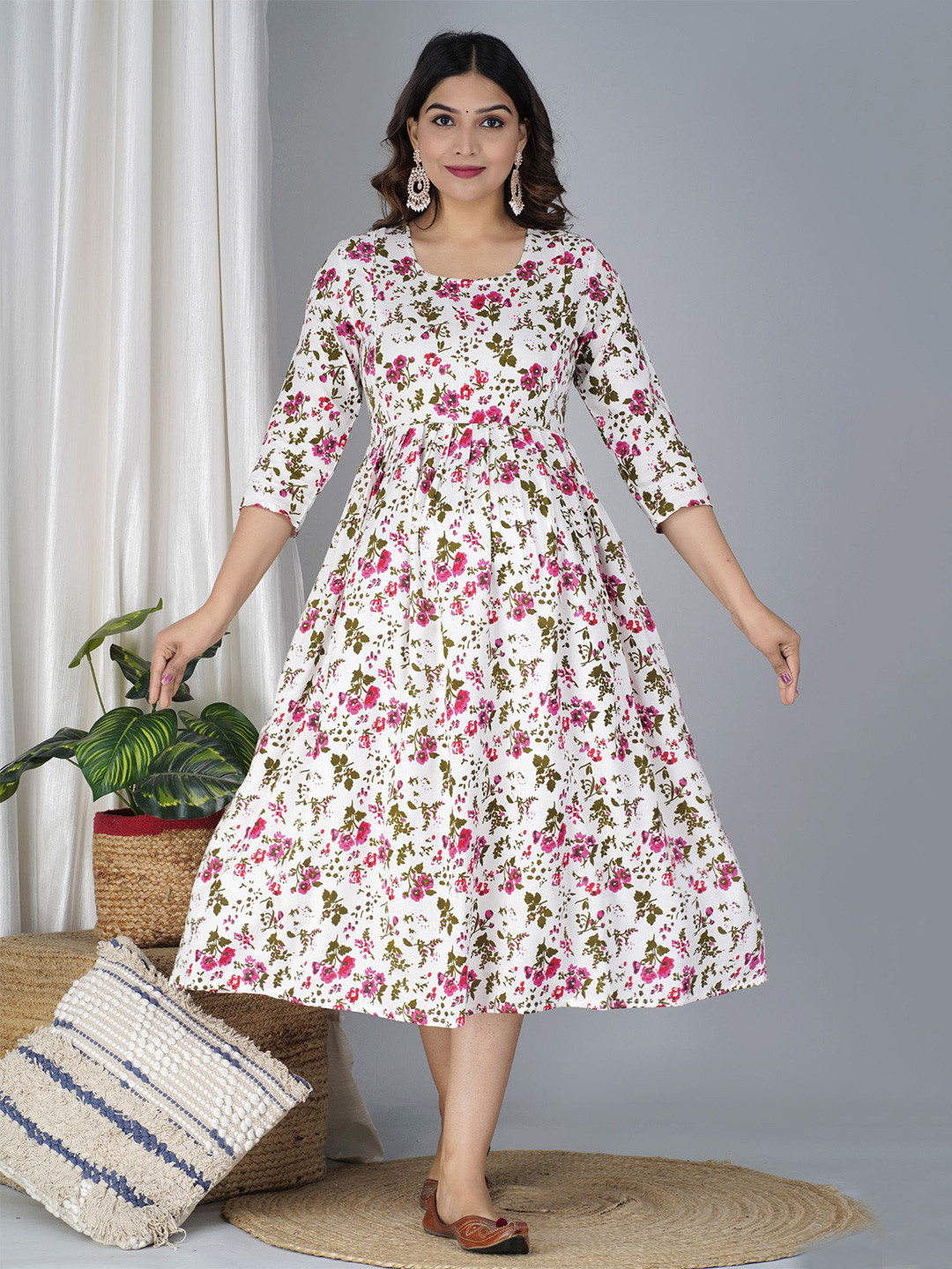 TANISHA Women's Floral Printed Maternity Fit & Flare Dress