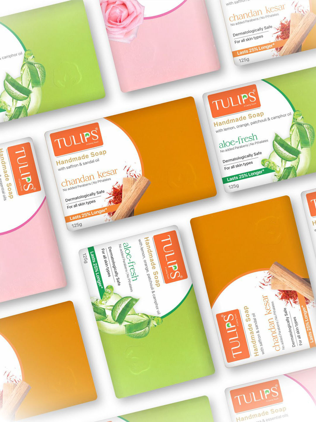 TULIPS Set Of 3 Aloe Vera Moisturizing Nourishing Soap With Lemon-125g Each