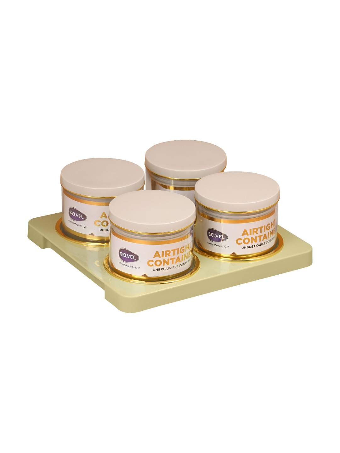 Selvel Mauve Plastic Dishwasher Safe 4 Piece Screw Top Canister-450ml