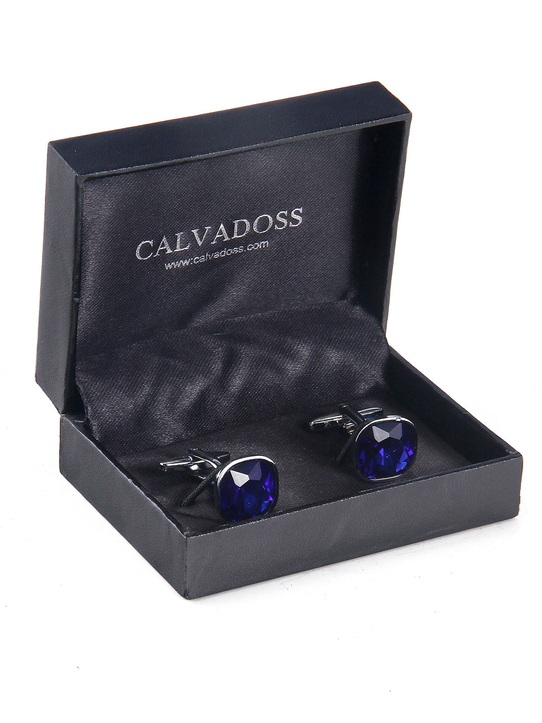 Calvadoss Embellished Silver-Plated Stainless Steel Square Cufflinks