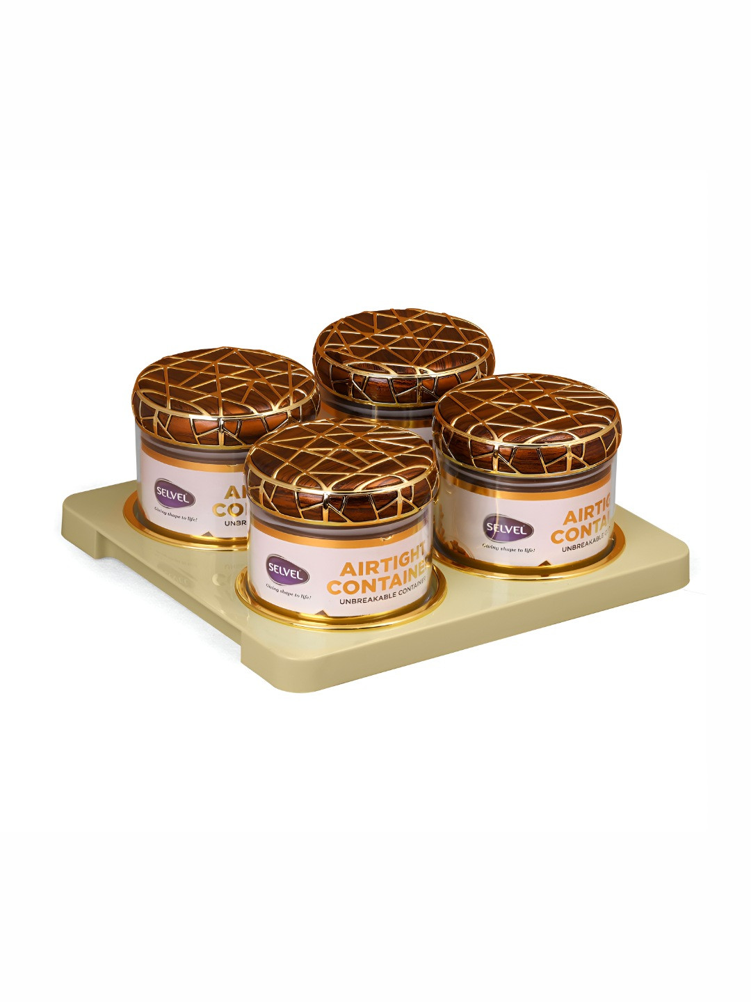 Selvel Lx D Maroon Typography Plastic Dishwasher Safe 4 Piece Clip-On Canister-450ml