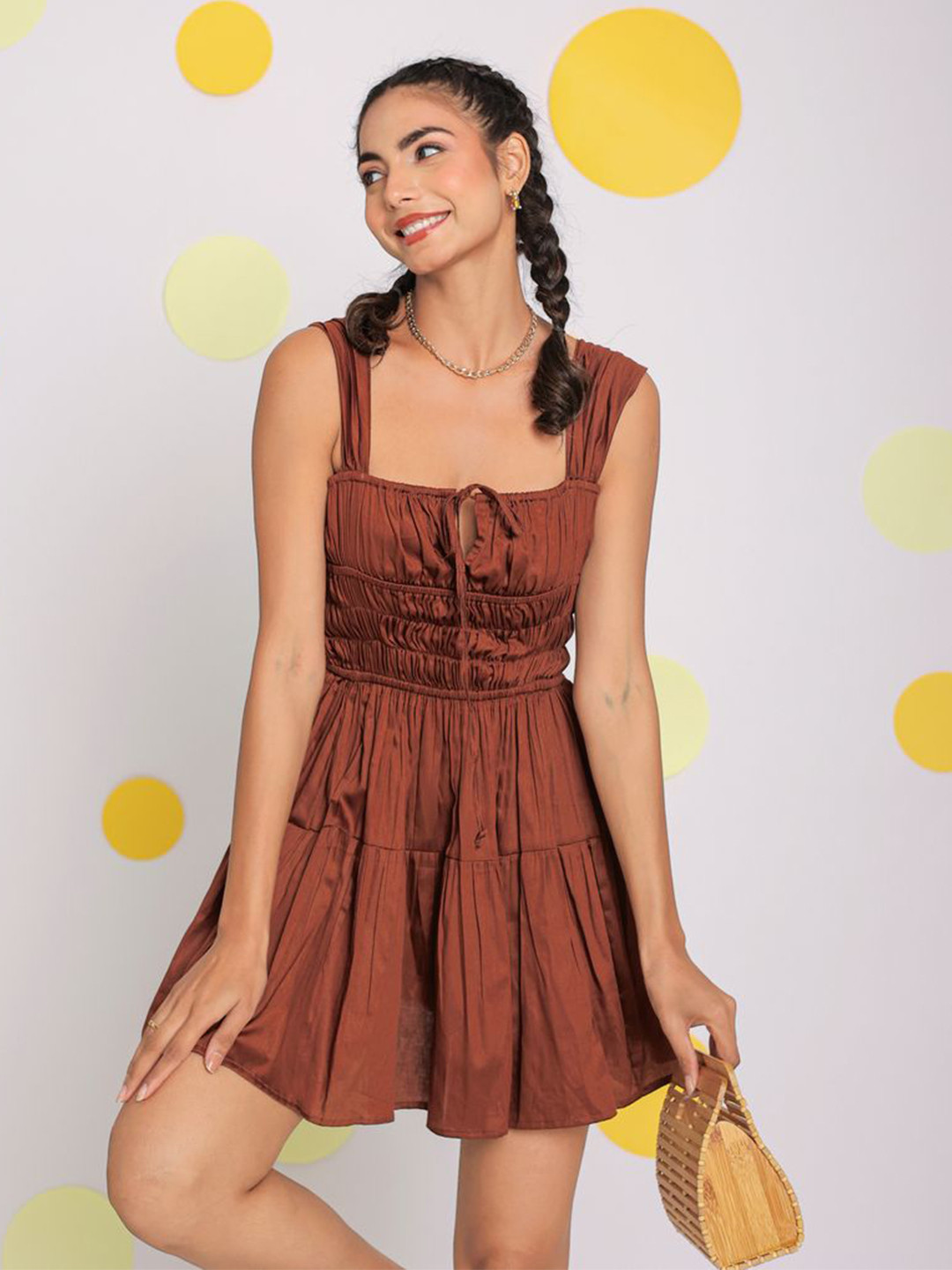 KAORI BY SHREYA AGARWAL Women Solid Fit & Flare Mini Dress
