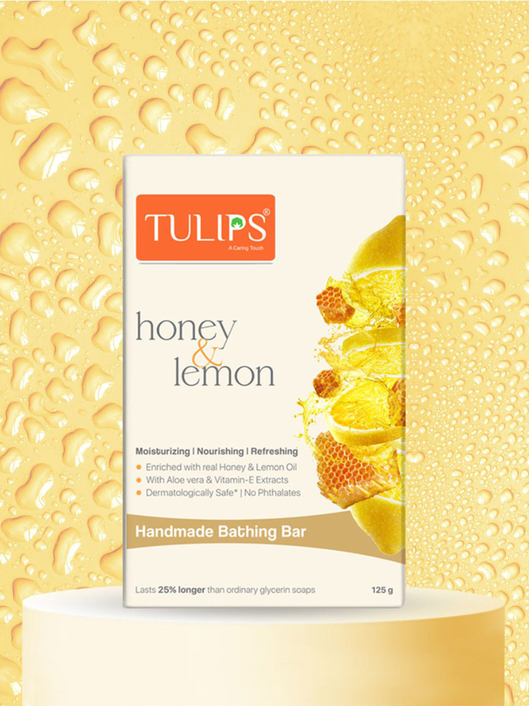 TULIPS Set Of 6 Honey & Lemon Nourishing Refreshing Bathing Bar Soap-125 g Each