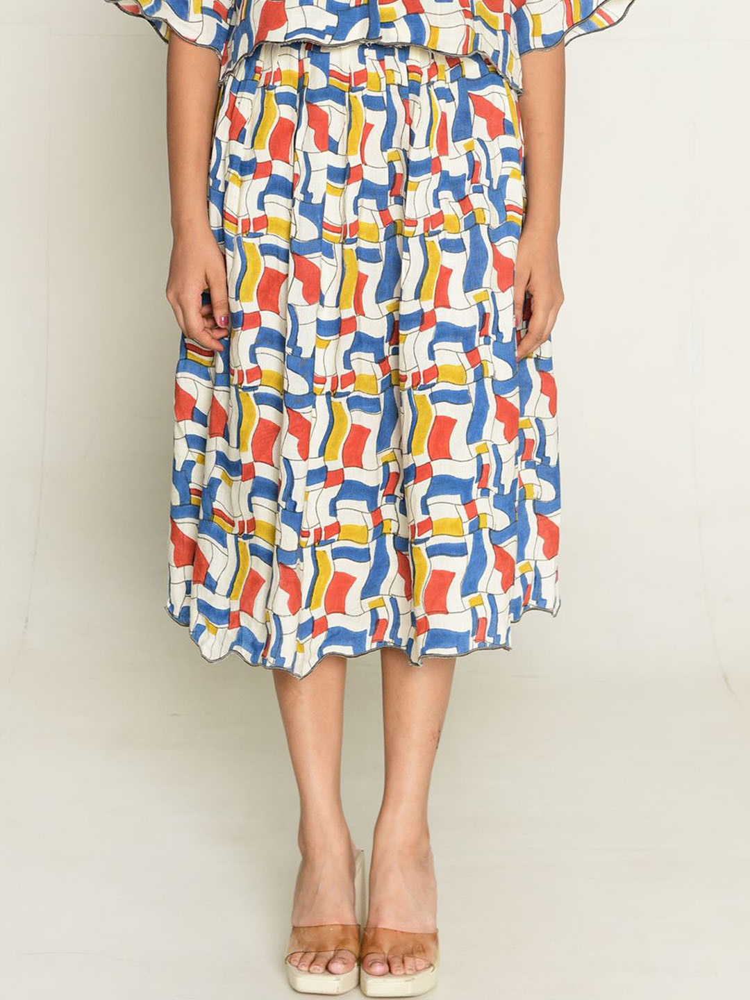 Rias Jaipur Women ESCHER Printed Flared Knee Length Skirt