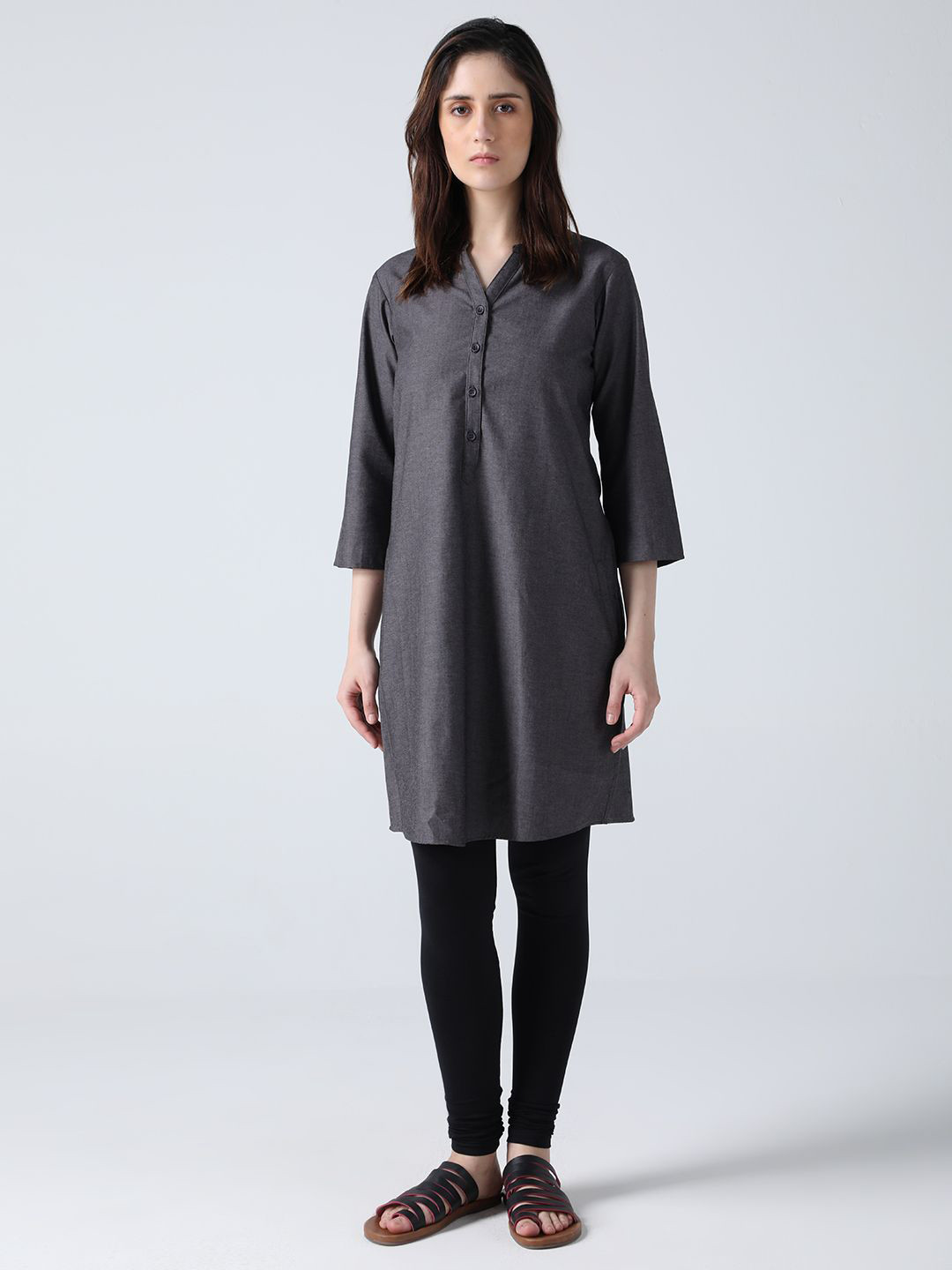 IDK Women Solid A-Line Knee Length Dress