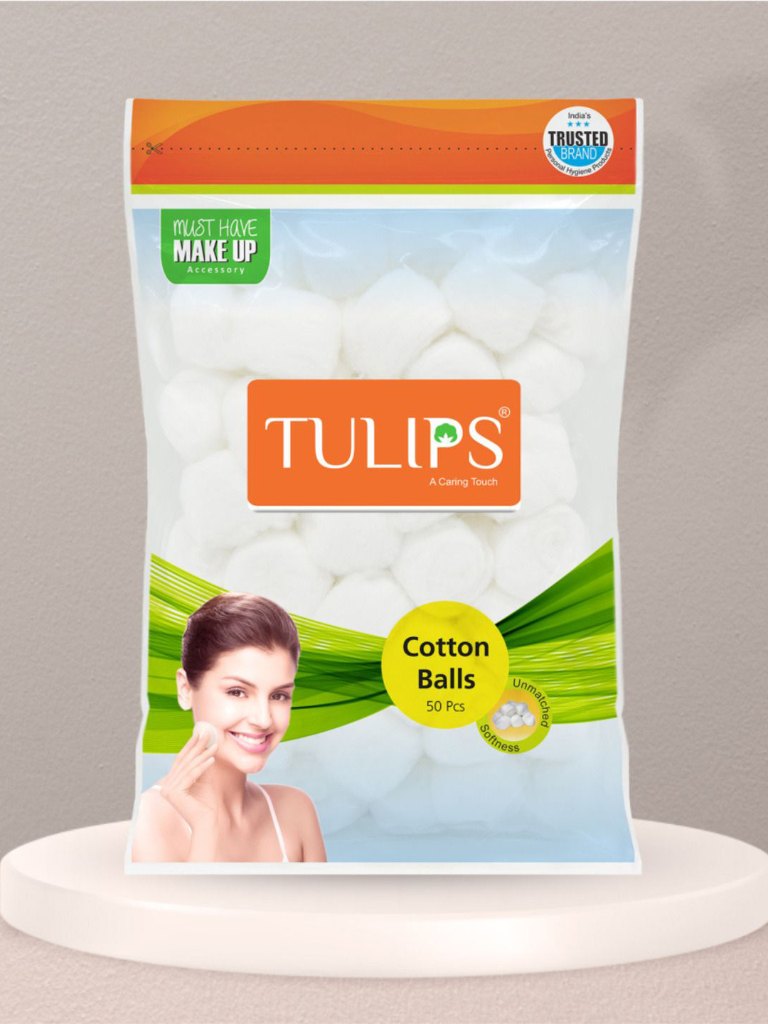 TULIPS Set Of 5 White Makeup Remover Cotton Balls - 50 pcs Each