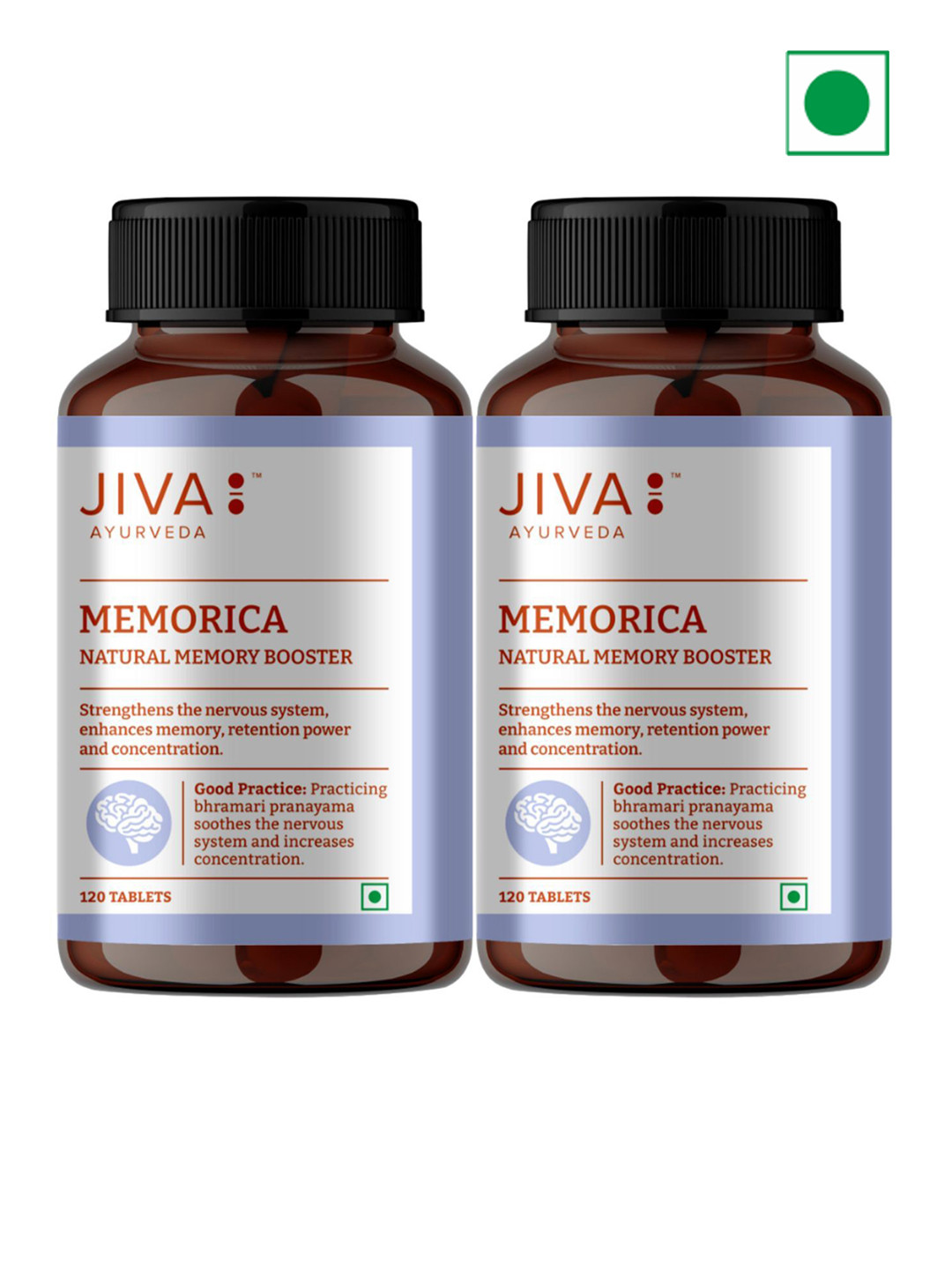Jiva Set Of 2 Memorica Tablets 500mg For Improves Memory -120 Tablets Each