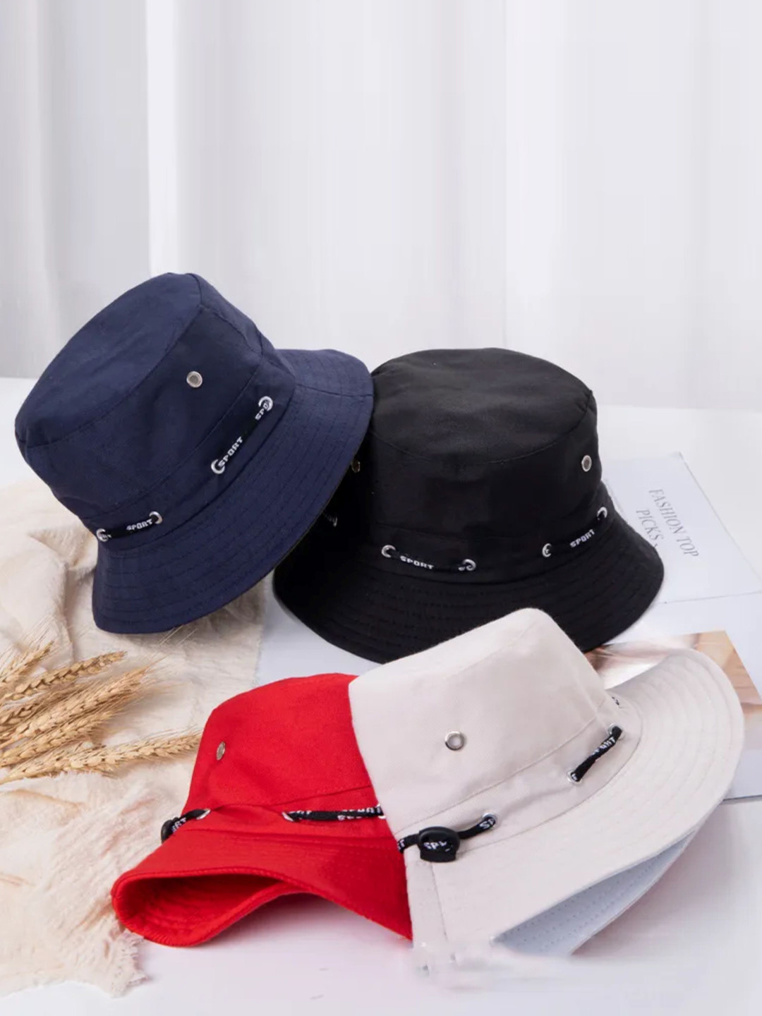 Infispace Men Solid Blue Cotton Bucket Sun Hat