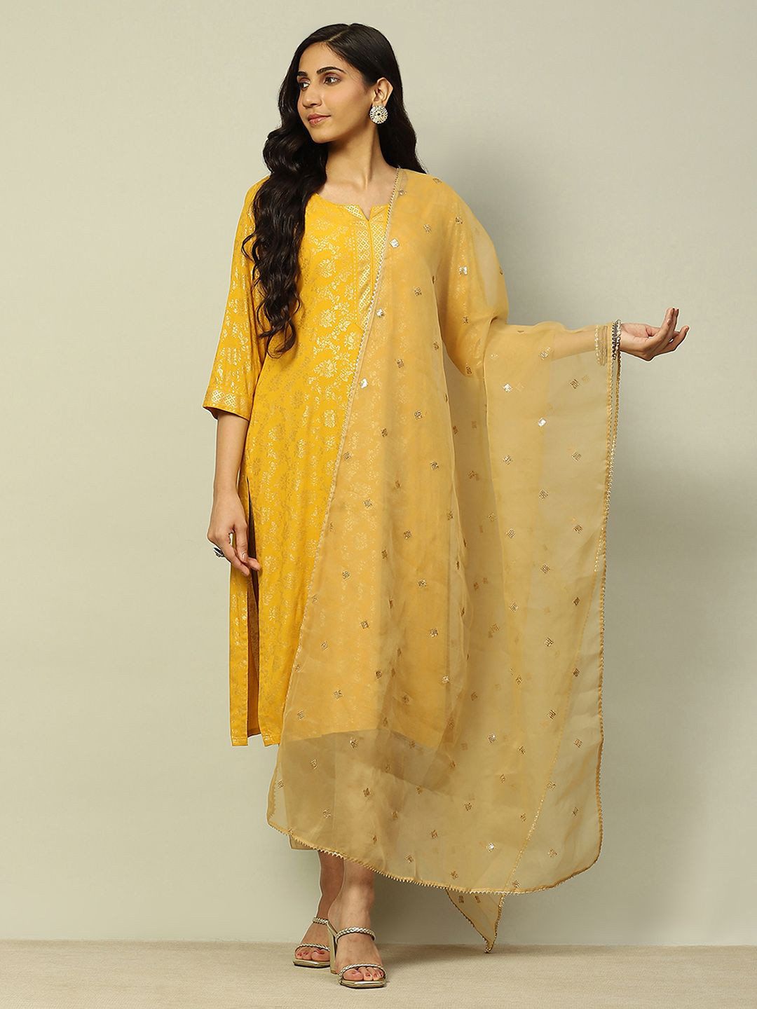 Rangriti Embroidered Beads and Stones Taping Dupatta