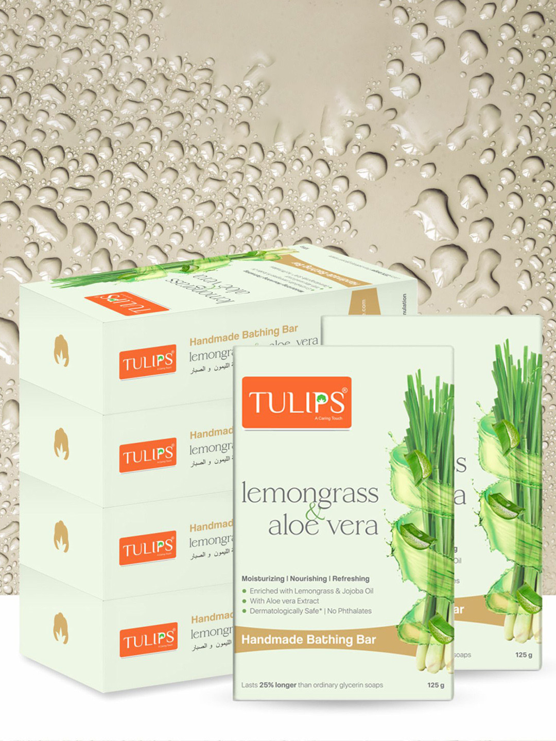 TULIPS  Set Of 6 Moisturizing Nourishing Bathing Bar Soap With Aloevera-125g Each