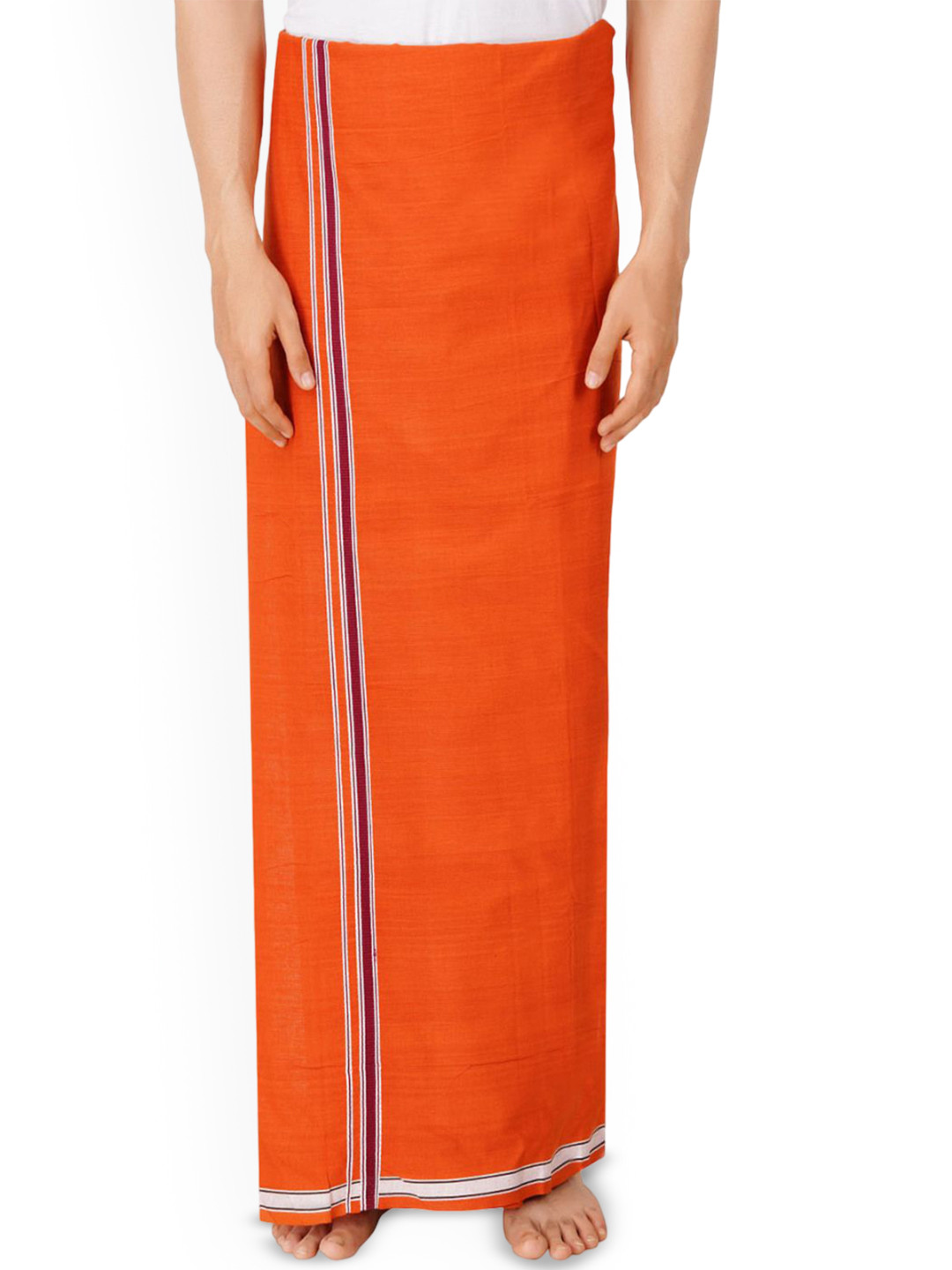 Ethazh Mens Religious Cotton Color Dhoti With Matching Dark Border