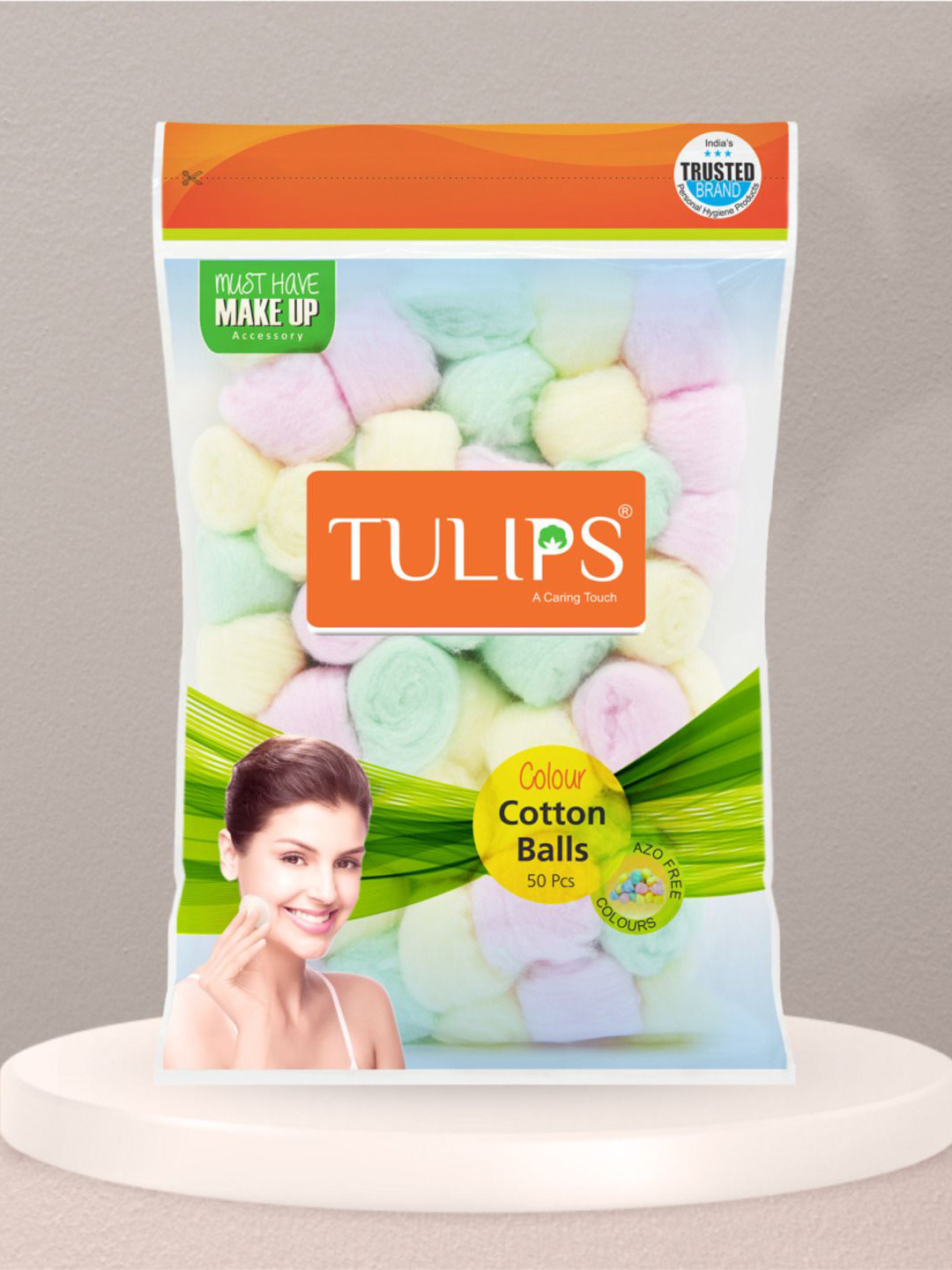 TULIPS Set Of 4 Cotton Ball In A Zipper Bag For Nail Polish & Makeup Remover- 50 Pc Each