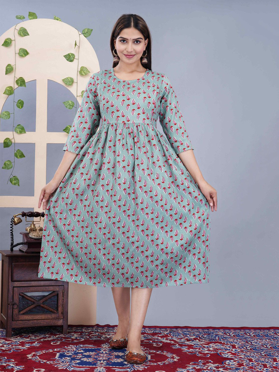 TANISHA Ethnic Motif Empire Maternity Dress