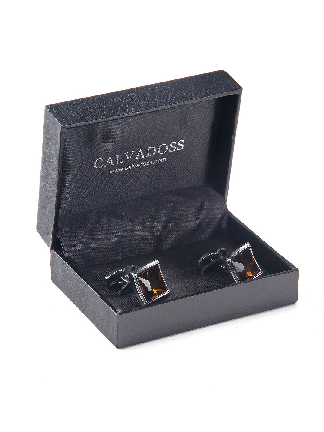 Calvadoss Embellished Silver-Plated Square Stainless Steel Cufflinks