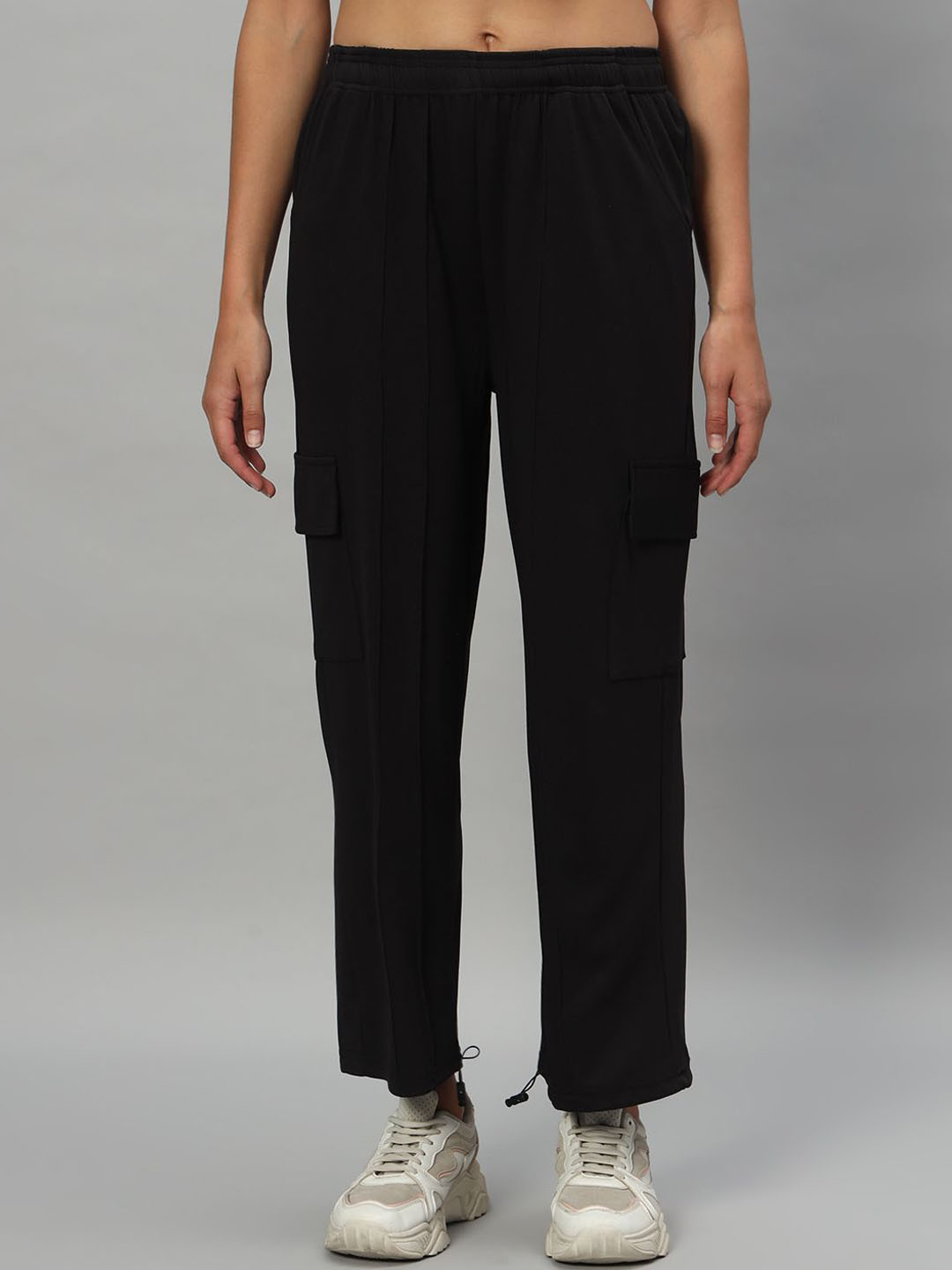 Chemistry Women Solid Mid-Rise Regular Fit Cargos Trousers
