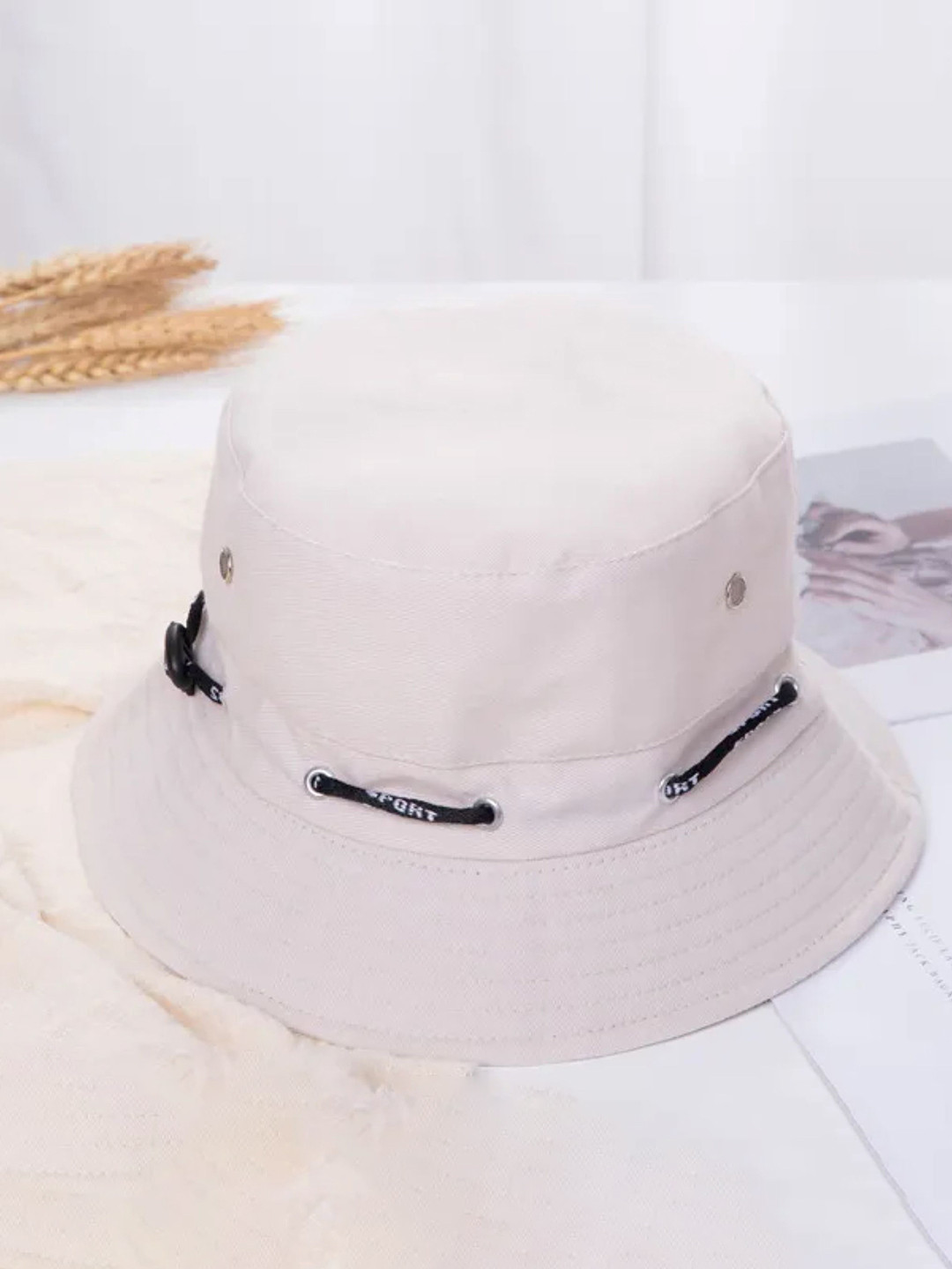 Infispace Men White Solid Bucket Hat