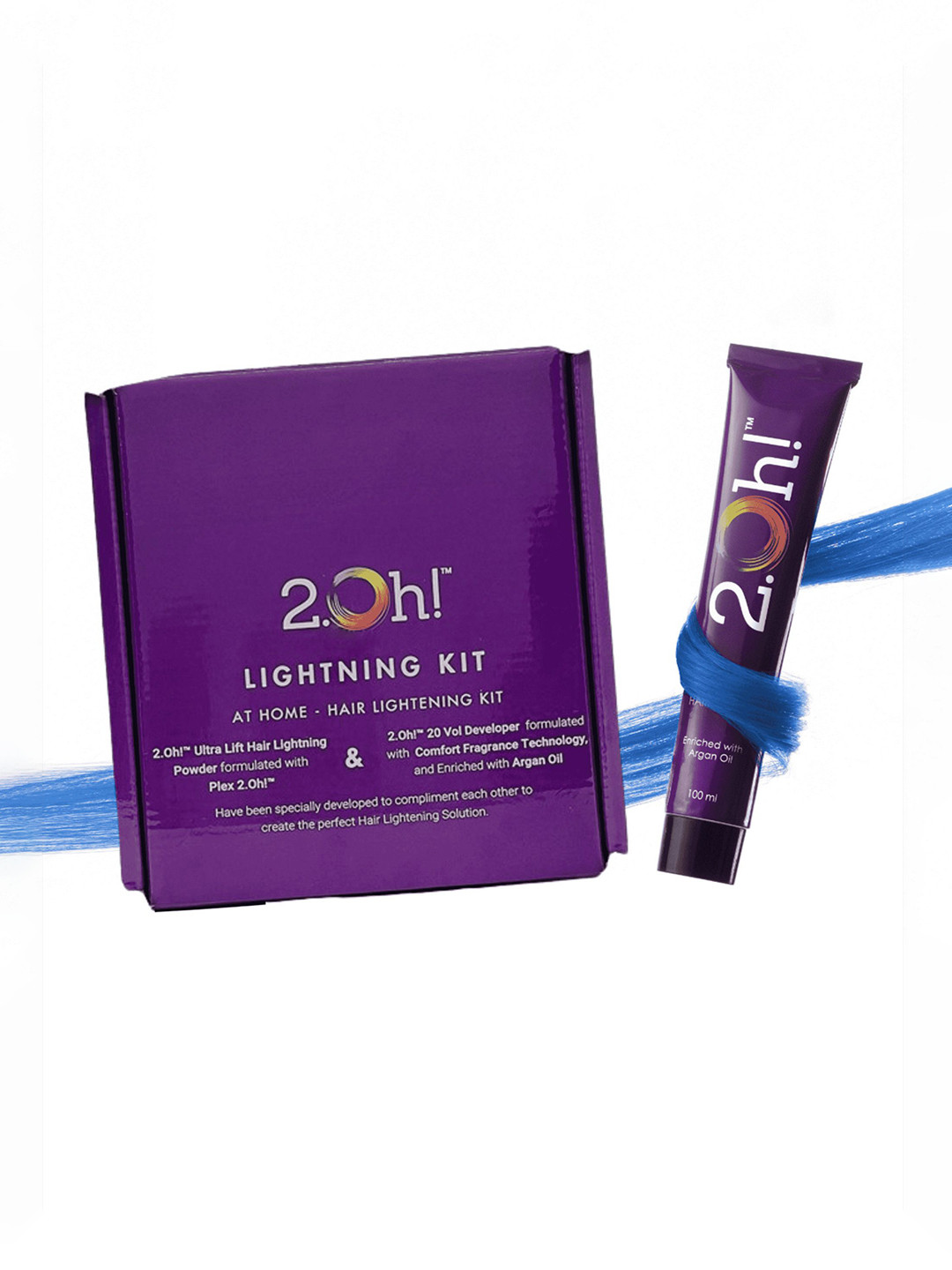 2.Oh! DIY Combo: Hair Bleach Kit + Semi Permanent Hair Colour - 100 ml - Blue