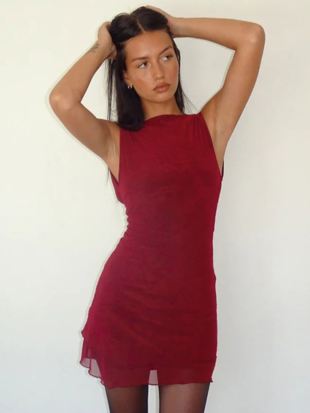 KPOP Backless Bodycon Solid Mini Dress