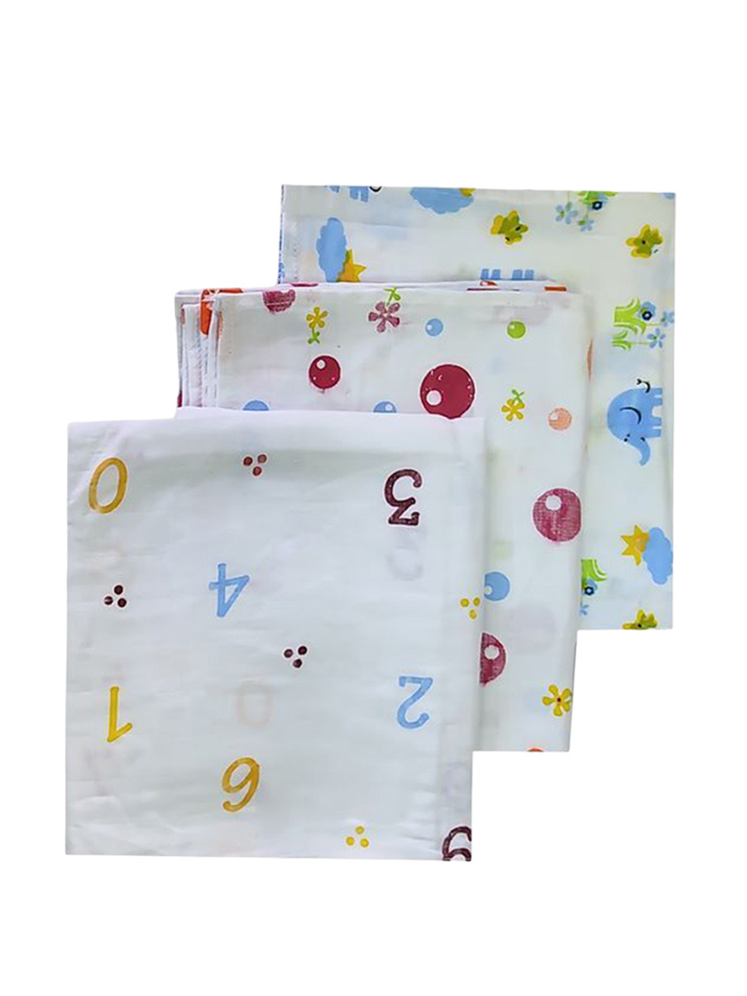 BAESD Infants Set Of 3 Printed Pure Cotton Swaddle Cum Blankets