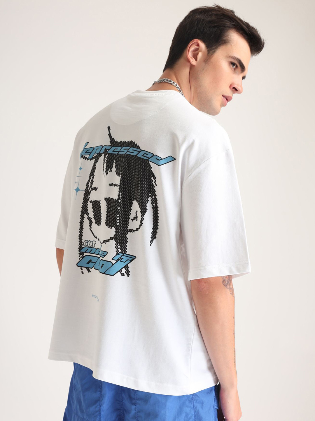 Weezy Men Cotton Round Neck Half Sleeve Graphic Printed Oversized T-shirt