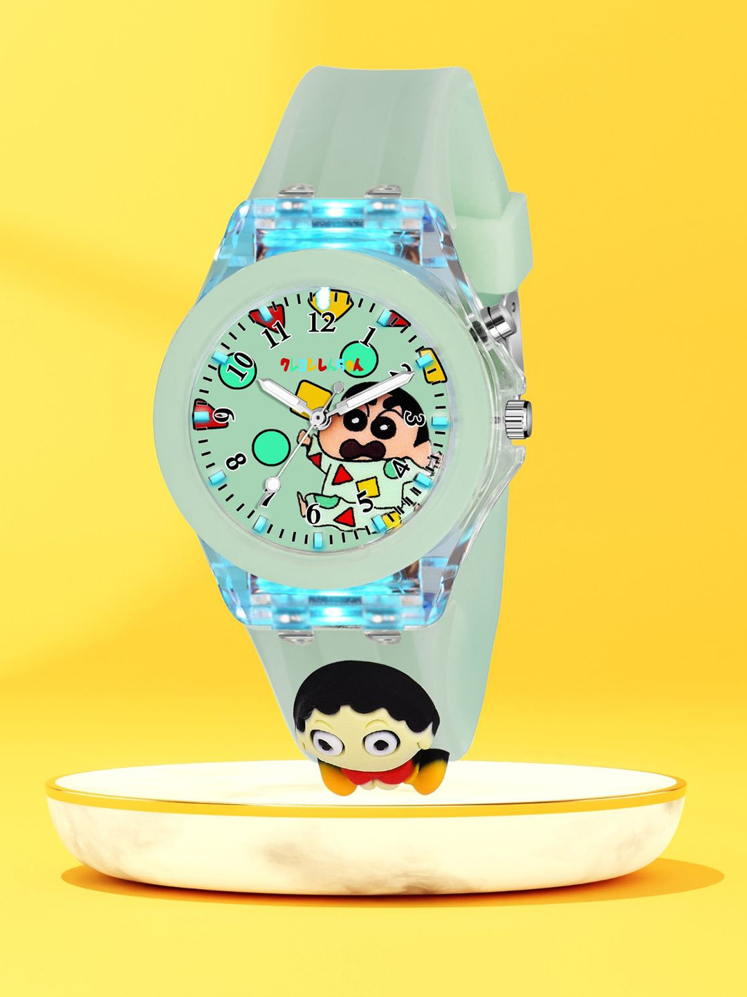 SWADESI STUFF Unisex Kids Dial & Straps Analogue Multi Function Watch MULTI LIGHT GREEN SHIN CHAN