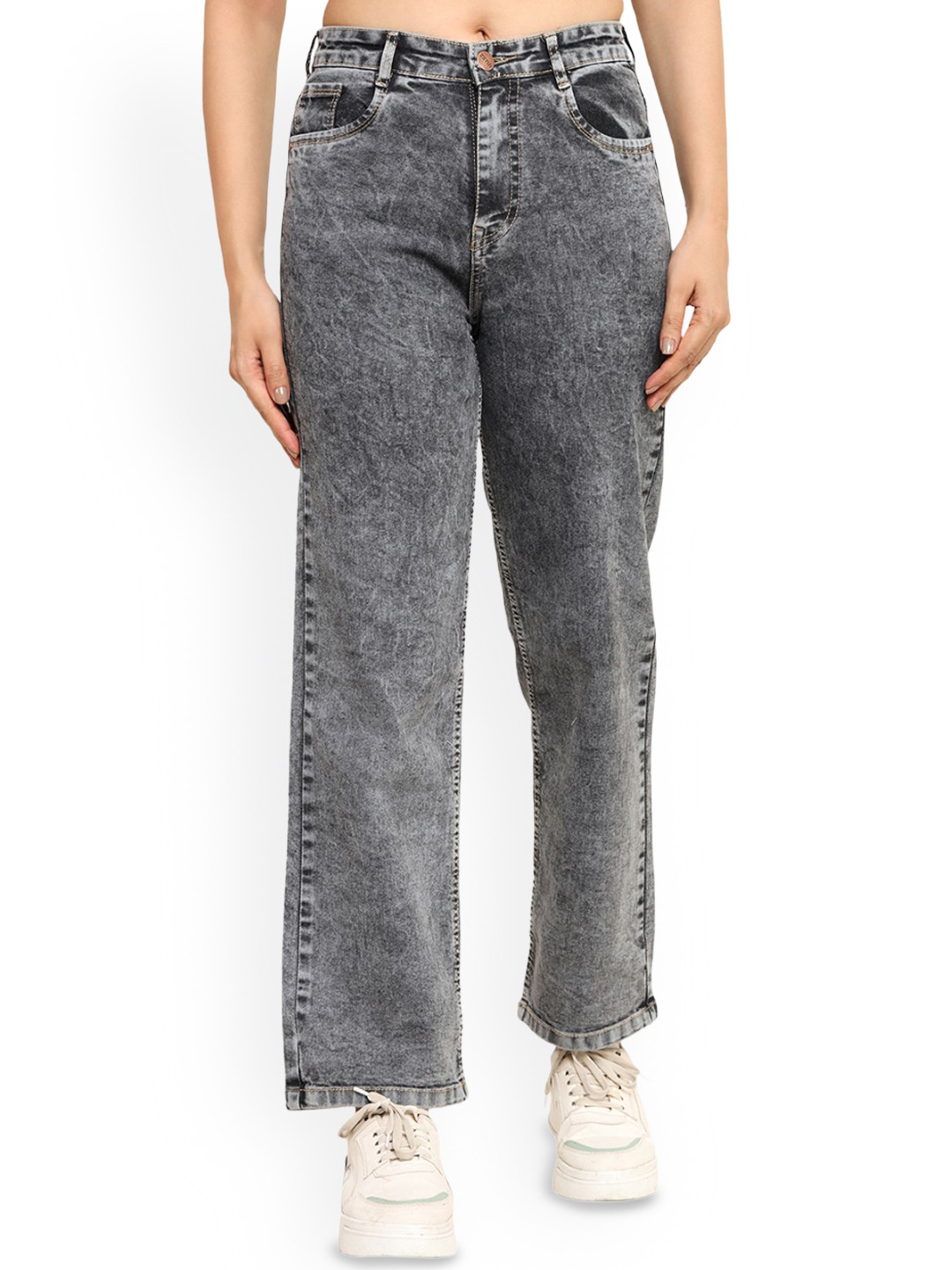 zayla Women Comfort Wide Leg High-Rise Heavy Fade Jeans