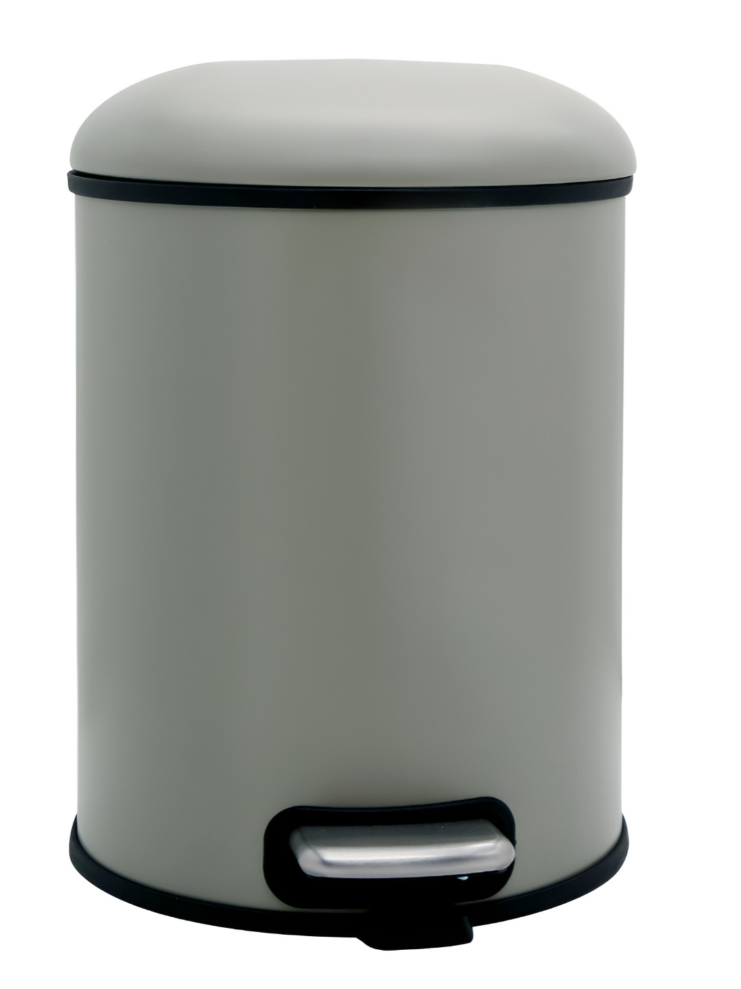 Pano Beige & Black Stainless Steel Pedal Dustbin With Lid 12L