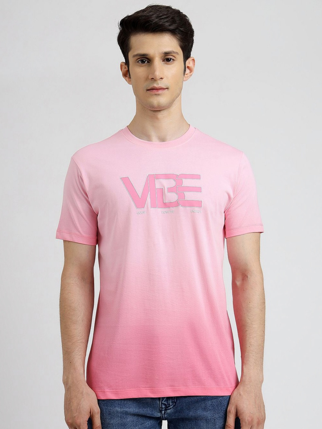 Greenfibre Men Typography Printed Round Neck Pure Cotton Slim Fit T-shirt
