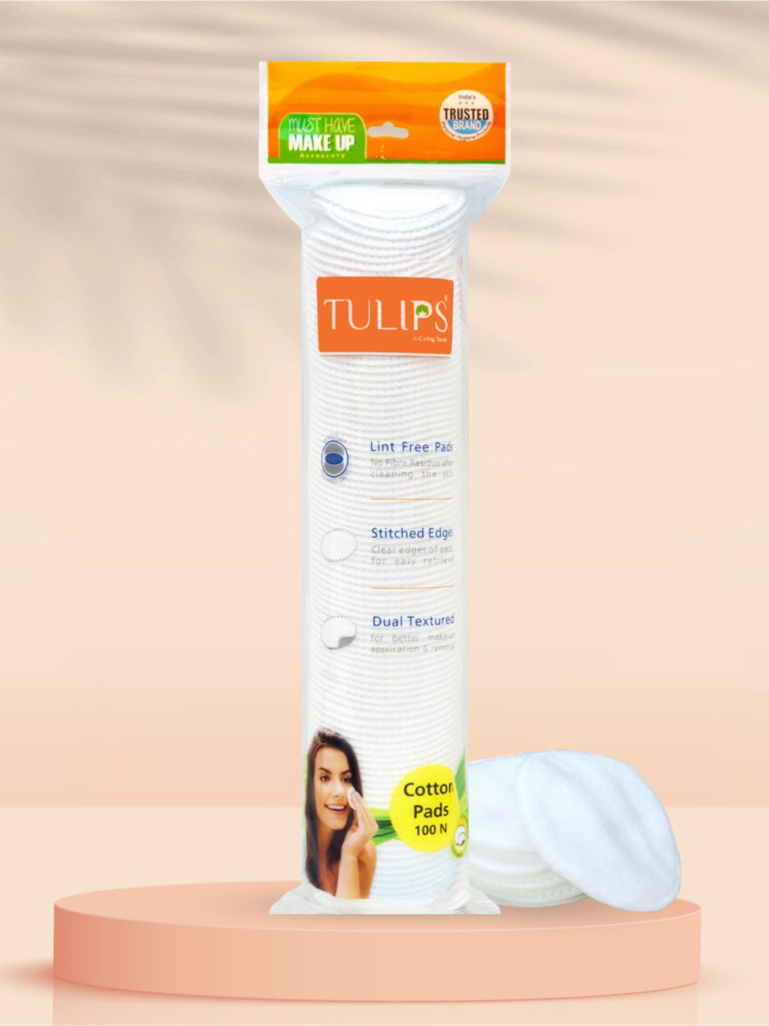 TULIPS Set Of 2 Round Facial Cotton Makeup Removing Pads-100-Pcs Each