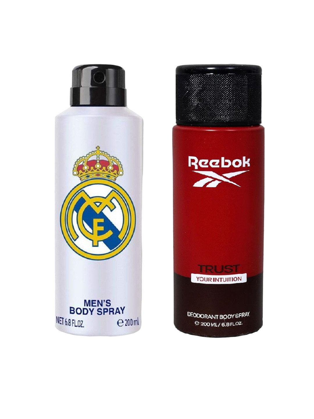 Real Madrid Set Of 2 Black & Reebok Trust Your Intuition Deodorant - 200ml Each