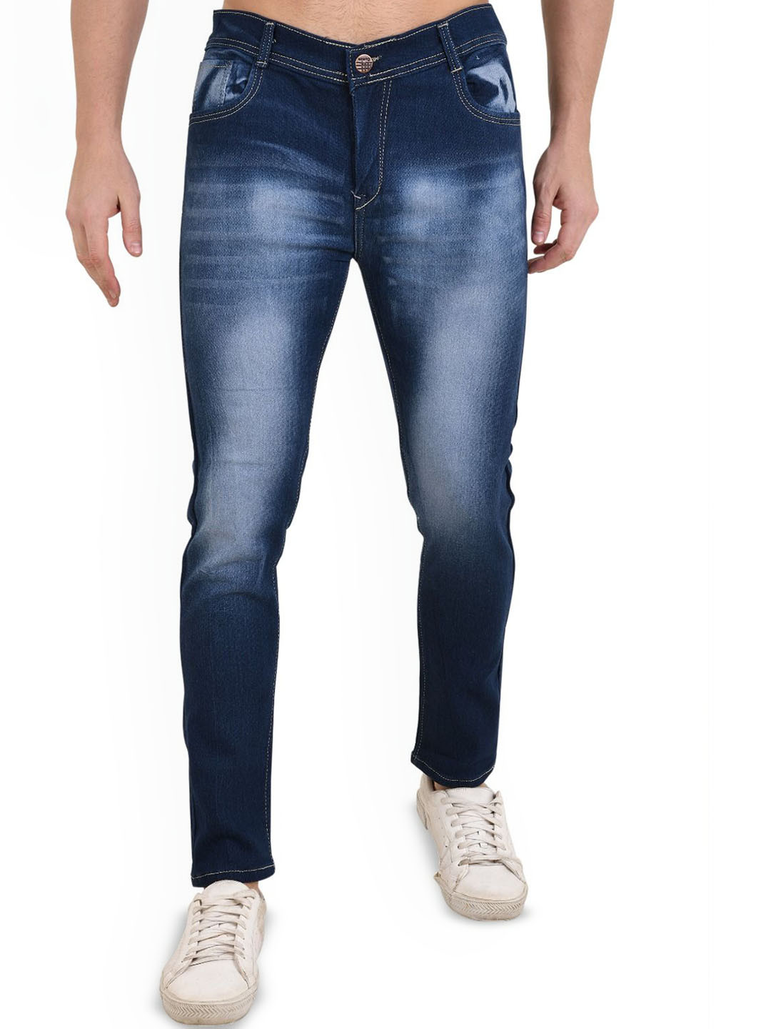 COMFITS Men Classic Slim Fit Heavy Fade Clean Look Jeans