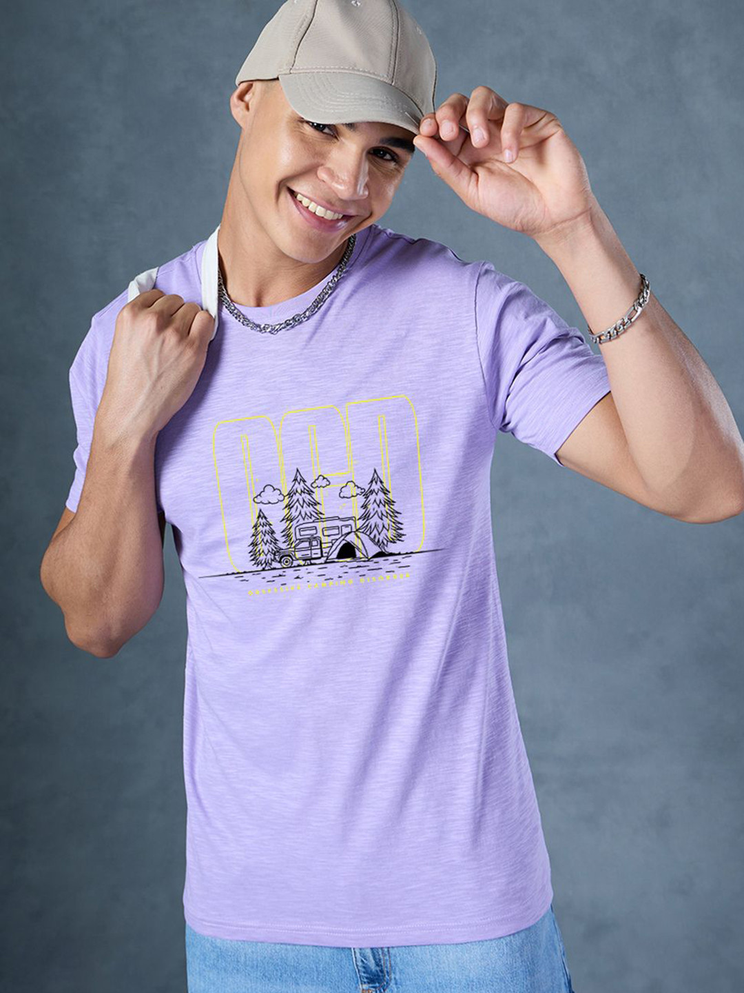 Bewakoof Air 1.0 Men Purple OCD Graphic Printed T-shirt