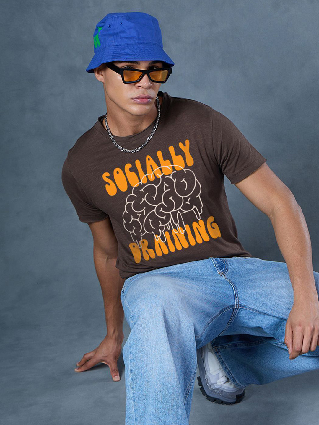 Bewakoof Air 1.0 Men Brown Social Drain Graphic Printed T-shirt