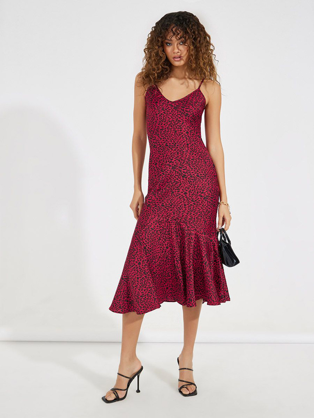 Styli Women Animal Print Strappy A-Line Midi Dress