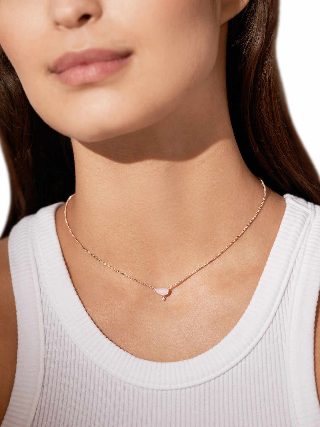 SKAGEN Rose Gold-Plated Stainless Steel Geometric Sea Glass Pendant with Chain