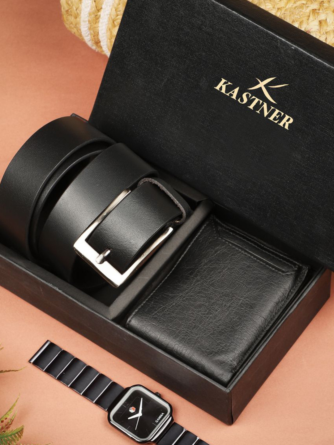 Kastner Men Leather Belt & Wallet Accessory Gift Set