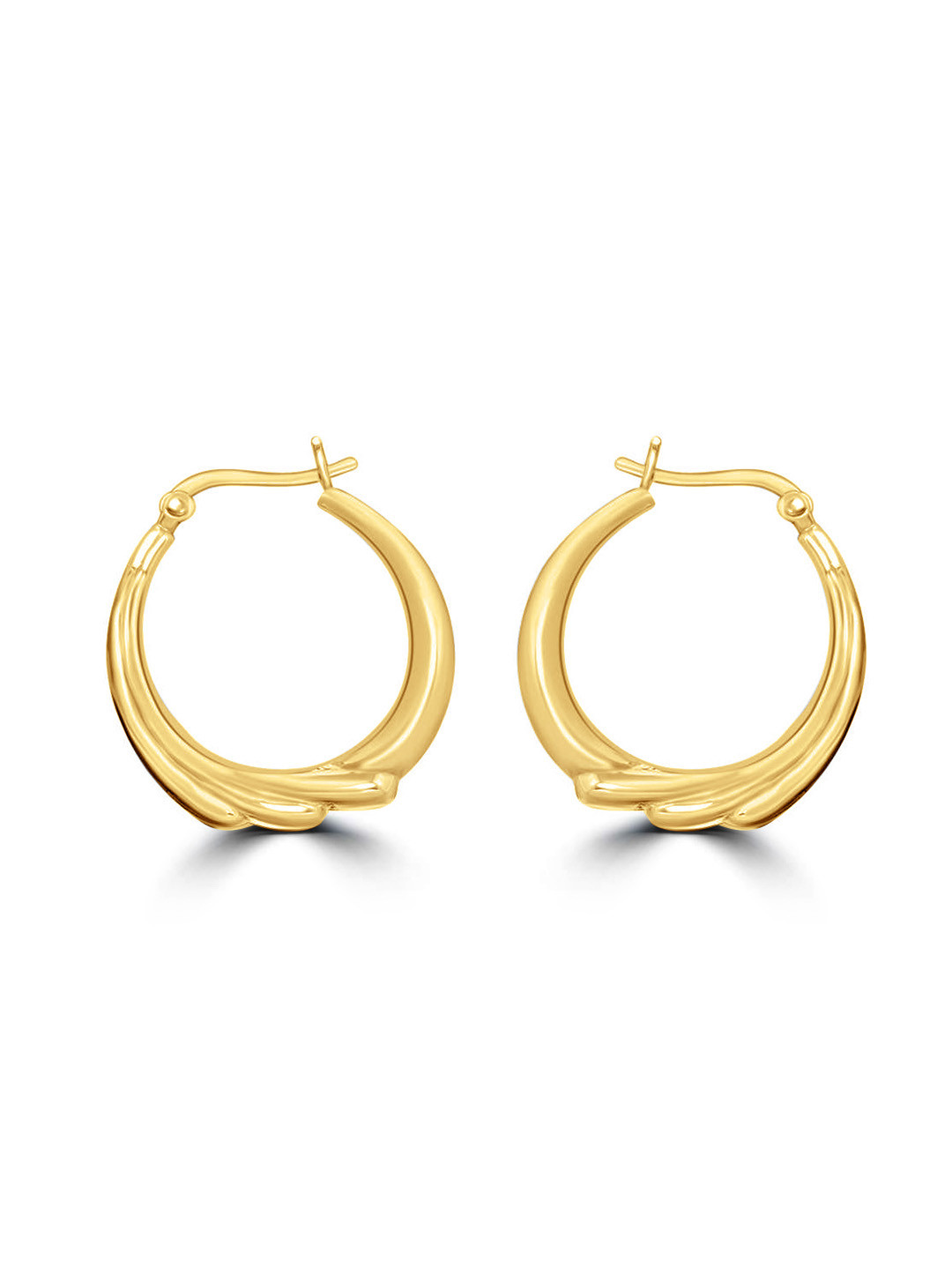 925 SILLER 925 Pure Silver Textured Golden Hoop Earrings