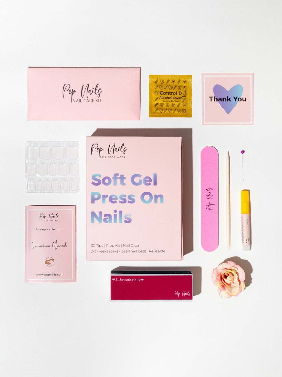 Pep Nails 30 Pcs Artificial Summer White Press On Nails-White