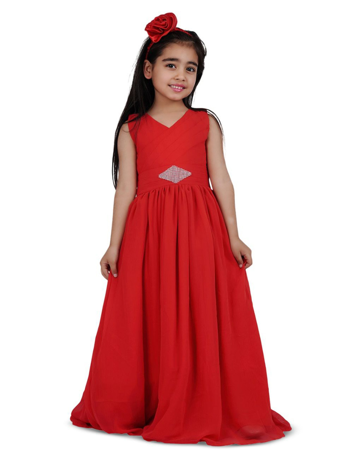 Wish little Girls Solid Chiffon A-Line Maxi Dress