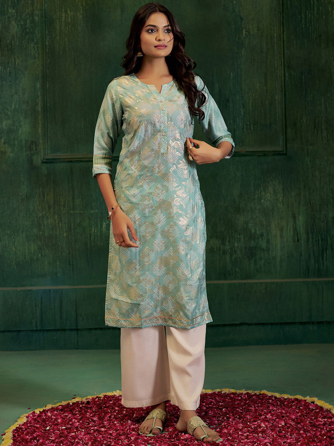 Jaipur Kurti Bandhej Printed Modal Muslin Kurta