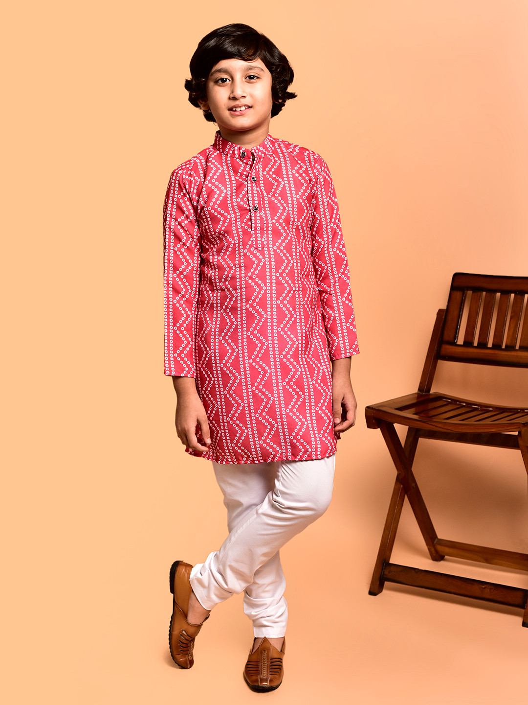 PRINTCULTR Boys Bandhani Printed Straight Kurta with Pyjamas