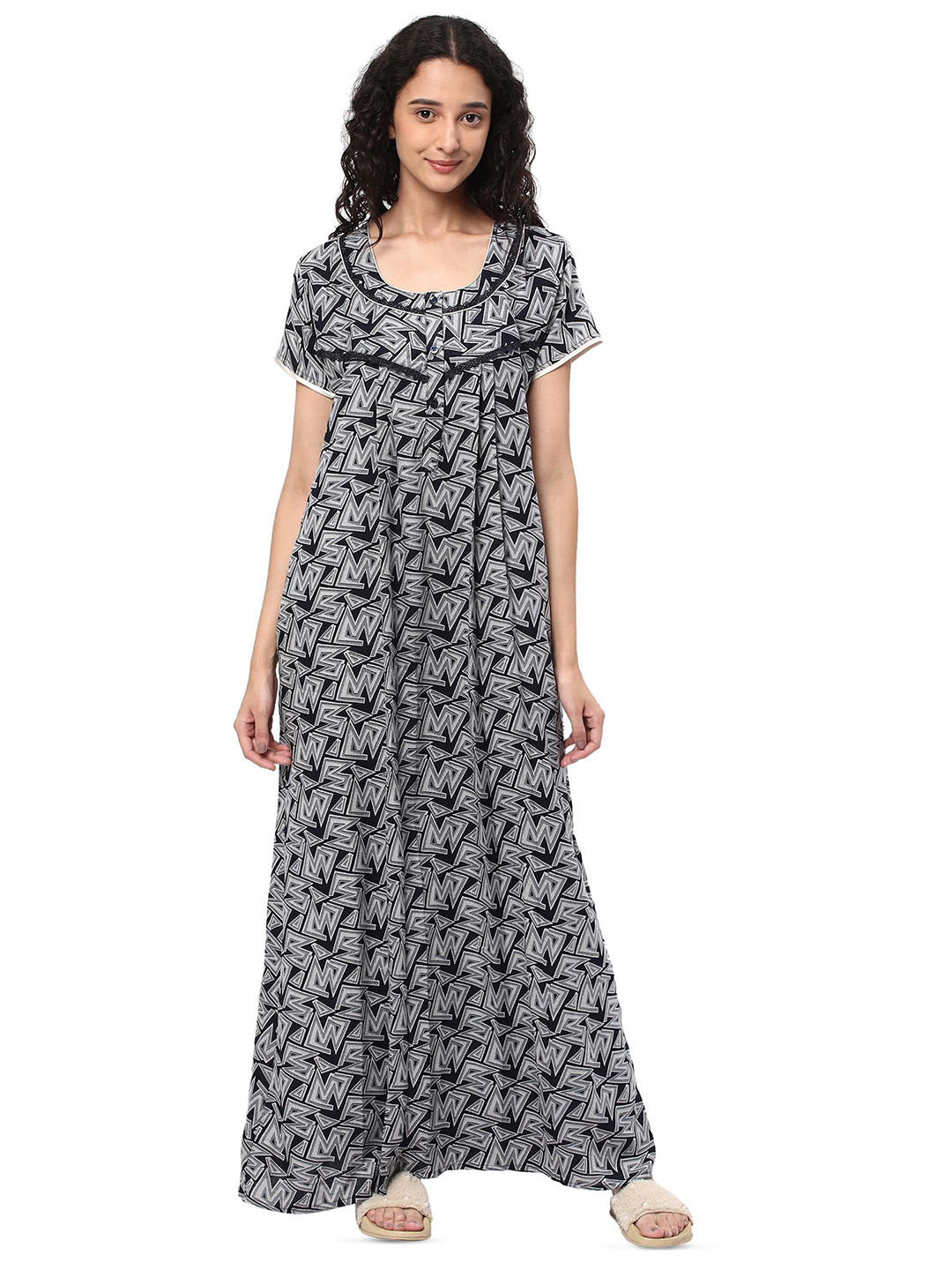 KOVIRA Abstract Printed Maxi Nightdress