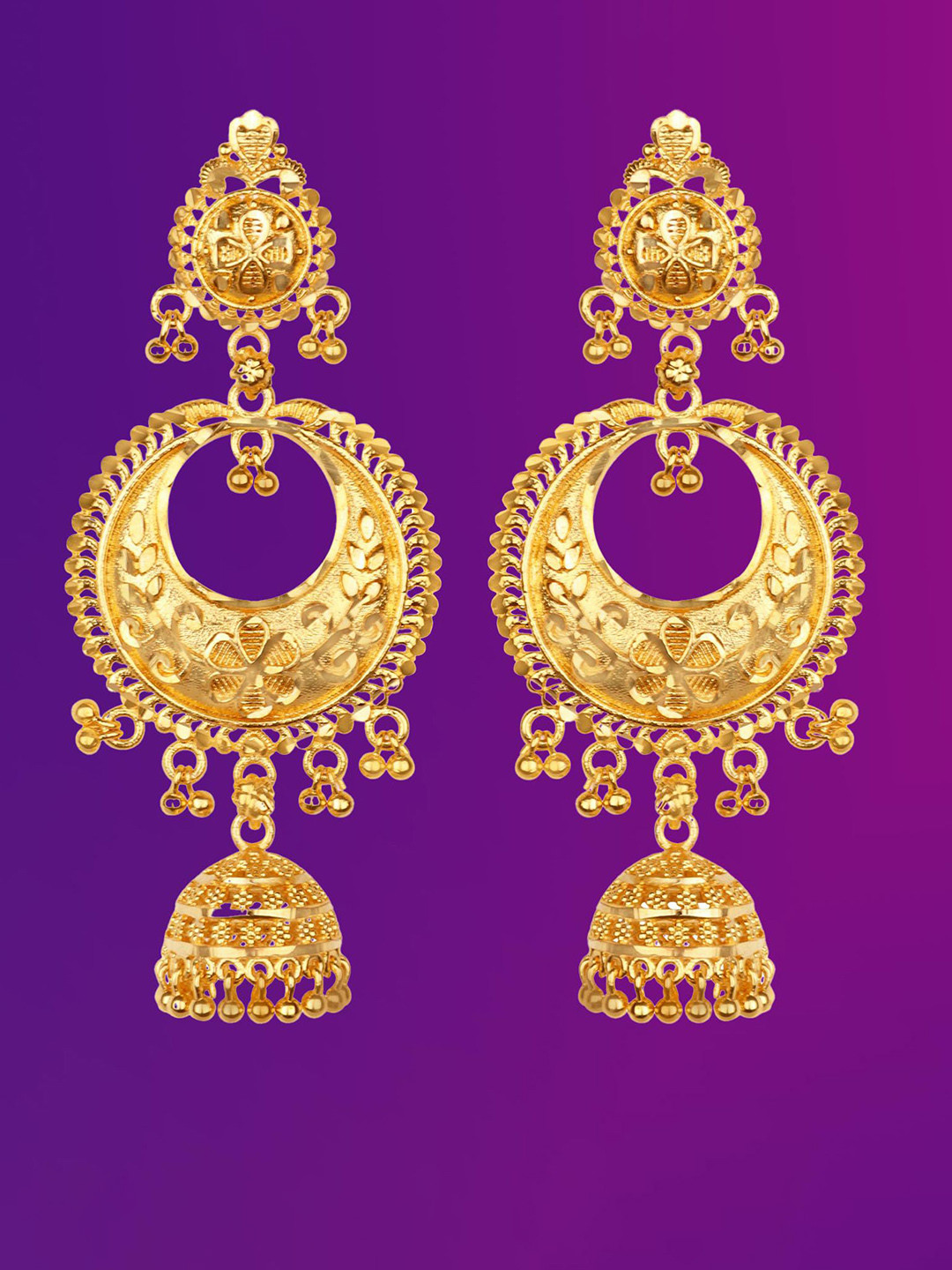 Lila Gold-Plated Mother of Pearl Dome Shaped Jhumkas