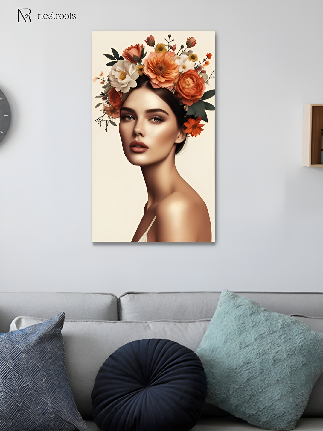nestroots Floral Grace Canvas Wall Rectangle Paintings Wall Art - 24 x 48In
