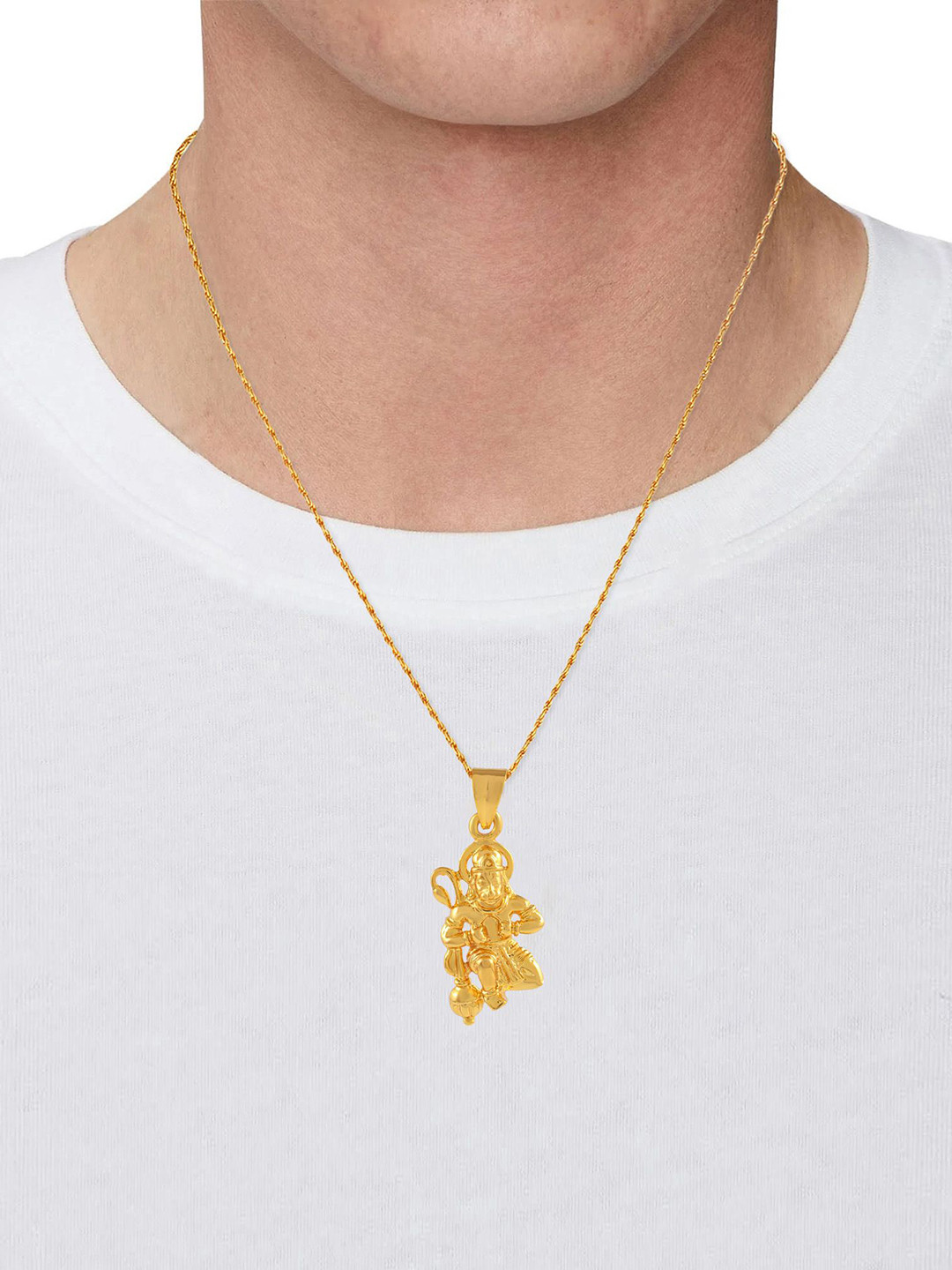 MEMOIR Gold-Plated Bajrang Bali Pendant With Chain