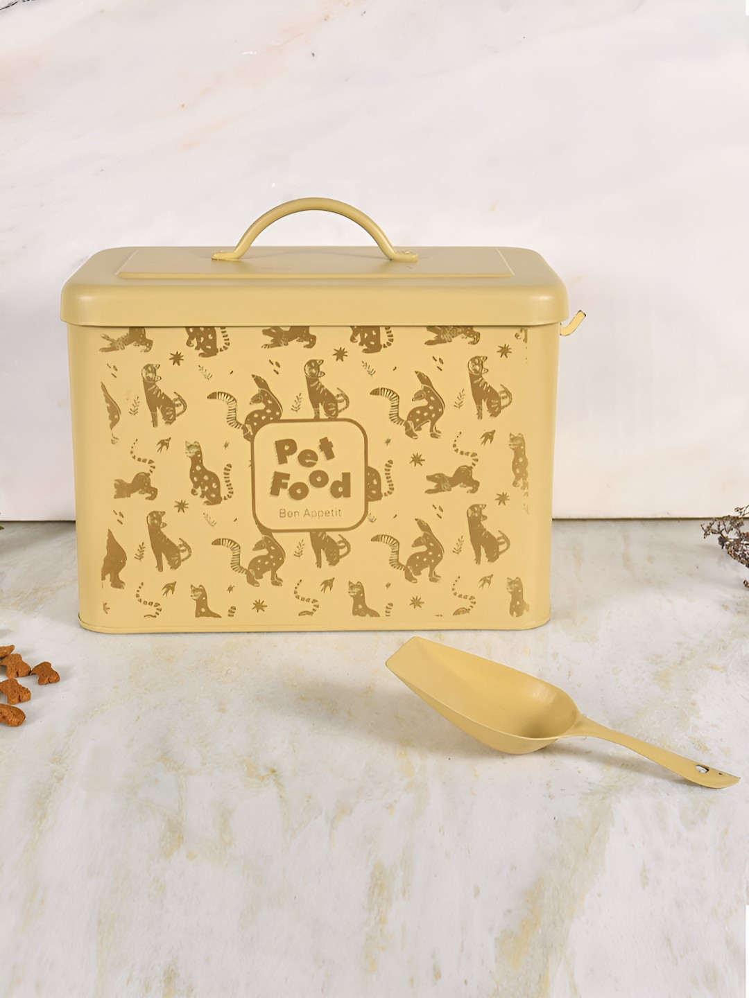 Living with Elan Yellow Animal Print Stainless Steel Easy To Clean 2 Piece Flip Top Canister
