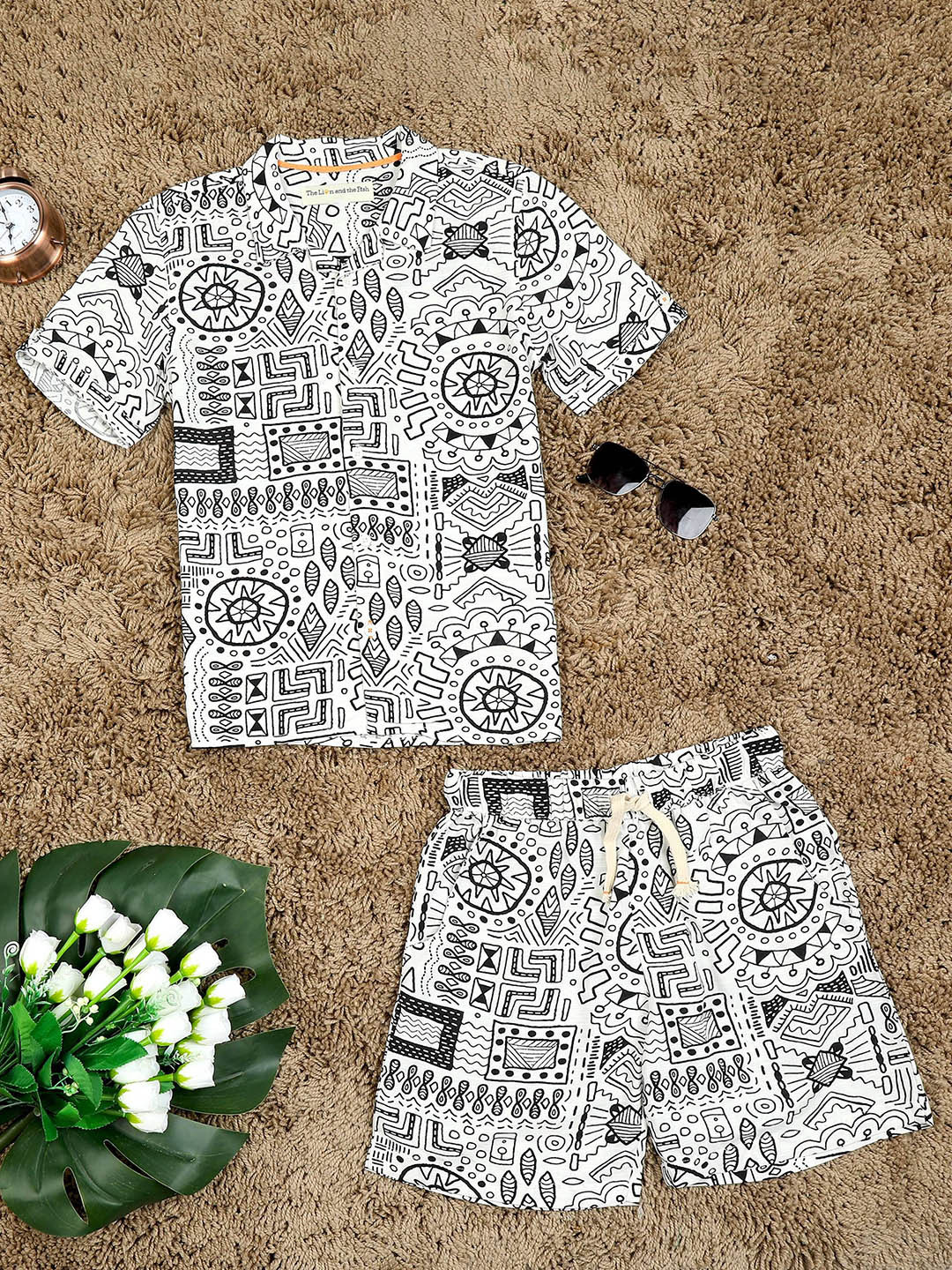 The Lion and The Fish Boys Aztec Printed Co-Ord Shirt