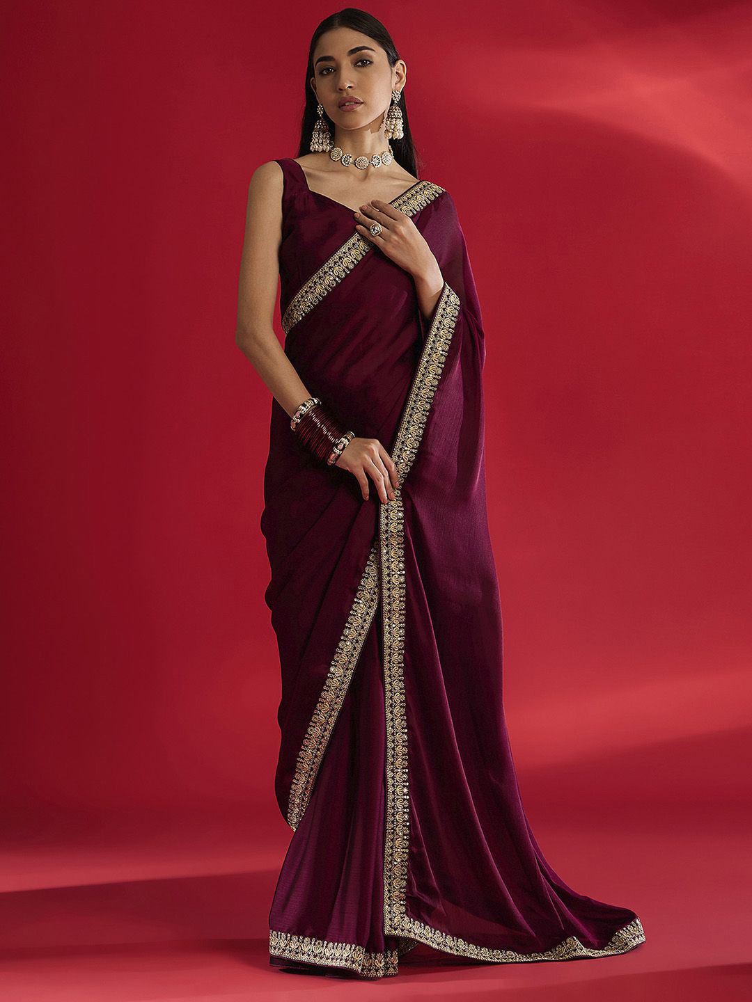 House of Pataudi Embellished Saree With Blouse Piece